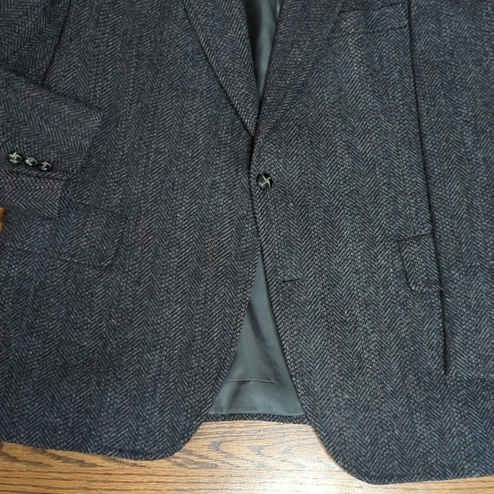 Vtg Pendleton Sports Coat quality heavy wool menswear print gray tweed Sz 46